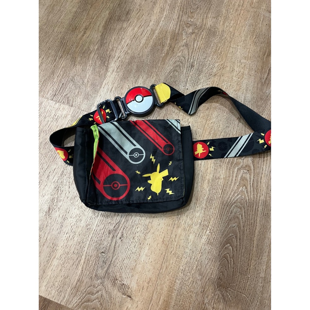 Pokemon Pikachu Belt Bag Waist Pack Black Red Yellow Pokeball Buckle Stadium